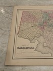 Antique C  1855 Baltimore Maryland Md Hand Colored Jh Colton Map 16 75x14 25   