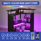 Home Liquor Bar Table With Led Lights   Footrest Portable Wine Storage Shelves
