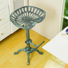 Antique Green Adjustable Cast Iron Bar Stool With Swivel Seat