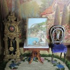 Antique Dollhouse Germany Soft Metal Picture Vtg Miniature Ocean Print Painting