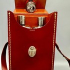 Vintage Travel-sized Mini-bar Set W  2 Bottles   Shot Glasses In Leather Case