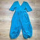 Vintage 1980s Lillie Rubin 100  Silk Balloon Leg Jumpsuit Teal Size 10 Korea