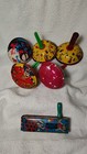 6 Vintage Tin Litho Noise Makers Kirchhof   Us Metal Toy Party New Years Eve