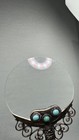 Vintage Antique Crystal Turquoise Magnifying Glass Magnifier Loupe Rimless Rare