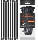 500 Pieces 4  Uv Black Nylon Cable Straps Zip Ties 18 Lbs Tensile Strength