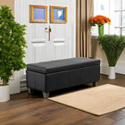 41  Storage Ottoman  Storage Bench With Safety Hinge  Upholstered Synthetic Leat