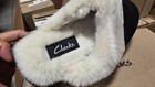 Clarks Slippers Black Womens Indoor Slip On Faux Fur Collar Scuff  Sz 7 Jms0583c