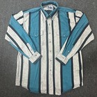 Vintage Roper Rodeo Blue Western Shirt Mens L Striped Button Up Cowboy 90s Rodeo
