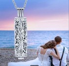 Tree Of Life Cylinder Urn Pendant Necklace For Cremation Ashes Stainless Jewelry