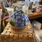 Vintage Ceramic Blueberry Cupcake  Trinket Box Home Decor Bakery Lid