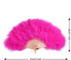 Vintage Marabou Feather Fan - Hand Held Folding Fan For Halloween Party