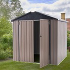Aecojoy 6 x6  Outdoor Metal Storage Shed For Garden Tools W  Lockable Door