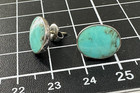 Vintage Hallmarked Southwestern Sterling Silver Round Turquoise Stud Earrings