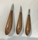 Vtg Set 3 Hiser   Knotts Wood Carving Tool Whittling Chip Sheepfoot Walnuthandle