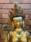 29  Tibetan Bronze 24k Gold Green Tara Guanyin Kwan-yin Bodhisattva Statue