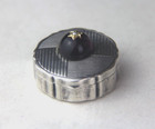German 800 Silver Round Pill Box W  Round Amethyst Cabochon   Seed Pearl On Lid