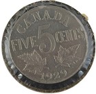 1929 Canada 5 Cent Coin Nickel Crown Bust King George V Maple Leaf 21 21mm Km 29