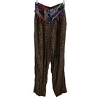 Vtg Art To Wear Animal Print Pants Sz 14 Beaded Scarf Trim Maximalist Artsy