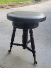 Antique Wood Piano Stool Claw Foot Victorian Tripod Stool Adjustable