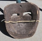 Vintage Mexican Hand Carved Wood Dance Mask Red Black Patina Folk Art Diablo 8x7