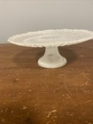 Anthropologie Brand New W tag Alma White Glass Swirl Cake Stand 8 75   