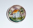 Wonderful Pretty Cottage House Art Stone Round Shank Button 1-3 16  Diameter