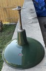 Vintage 16  Benjamin Industrial Barn  Light Fixture Green Porcelainenamel Shade