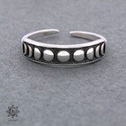Sterling Silver Toe Ring For Women Moon Phases Adjustable Midi Pinky Ring 925
