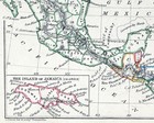 1863 Dower Map Mexico Costa Rica Guatemala West Indies Jamaica Cuba Antilles