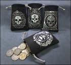 Beautiful Hand Crafted  Bags Skull Theme  Coins  Dice  Dnd  6 x5  Ultrasuede