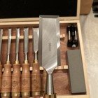 8 Wood Chisel Set W  Box 60 Crv Classic German Style Beechwood Handle Brass