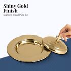 3 Stackable Communion Bread Plate Set   Stainless Steel     Shiny Gold Finish