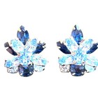 Vintage Rare Signed Sherman Earrings Rare Auth Vintage Sky  sapphire Blue Flower