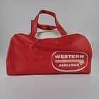 Western Airlines Vinyl Travel Tote Bag 12x5 5x4 Vintage Carry On Airline Promo