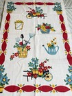 Vintage Garden Printed Kitchen Dish Towel   Cotton linen  Beautiful Condition 