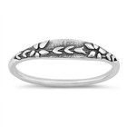 925 Sterling Silver Flower Dainty Stackable Oxidized Ring Sizes 4-10