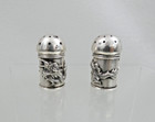 Fabulous Chinese Export Silver Pair Salt Pepper Shakers Dragon Sterling Antique