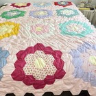 Vtg Handmade Grandmother Flower Garden Quilt Twin 87x57 Cottagecore Granny Chic