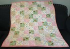 Handmade Baby Girl s Crib Quilt  All Flannel Fabric  Animals   Birds  40  X 46 