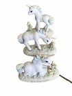 Vintage 80s Enesco 3 Piece Lot Unicorn Figurine Set Butterfly In Rainbow Forest