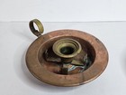 Vtg Copper Brass Chamberstick Taper Candle Holder Pan W finger Handle  Lot Of 2