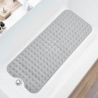 Extra Long Non-slip Bath Mat 39x16  For Shower   Tub  Drain Holes  Suction Cups 