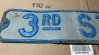 Vtg 3rd Third  Street    Road Sign 24  x 6  Pressed Embossed Raised Steel