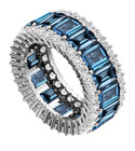 London Topaz Baguette Cz Eternity Band Ring Women   s Silver Statement Jewelry