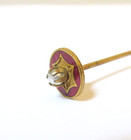 Petite Antique Hatpin Pearl On Red Enamel