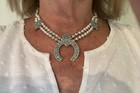Southwestern Sterling Silver Turquoise Squash Blossom Choker Necklace