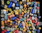 Assorted African Recycled Glass Beads 160pcs     Mixed Shape Trade Bead Lot 5   30mm