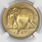 1947 Five Francs Brass Coin Belgian Congo Elephant Left Ngc Graded Uncirculated
