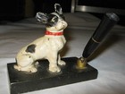Antique Hubley Toy Co  Cast Iron French Bulldog Paperweight Desk Dog Pen Holder