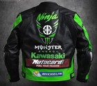 Kawasaki Ninja Racing Leather Motorcycle Jacket     Genuine Cowhide Biker Apparelk